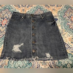 RUE 21 Dark Distressed Denim Button Up Skirt Excellent Condition Size Medium